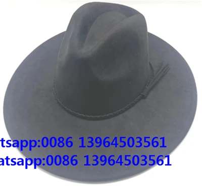 כובע שחור צמר רנצ'ר כובע קאובוי של פדורה