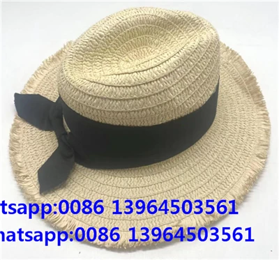 כובע קש קש שחור של Bowknot Tassel Fedora Sun