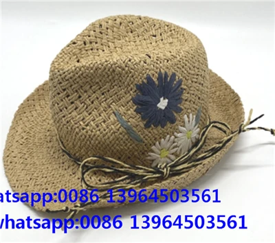 כובע קש לגברים ארוג ביד עם רקמה